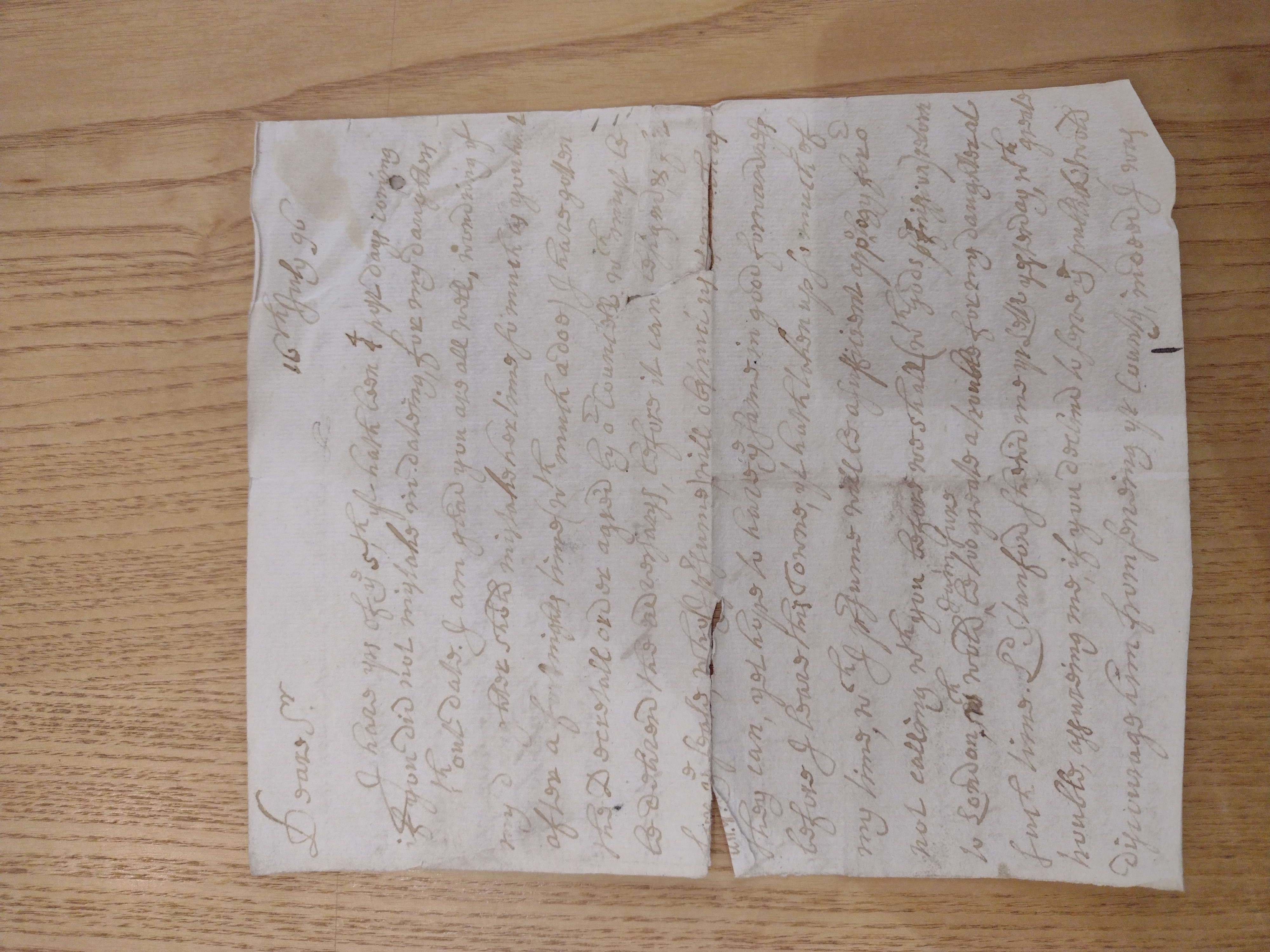 Image #1 of letter: Hugh Boscawen to Hugh Fortescue, 16 July 1696