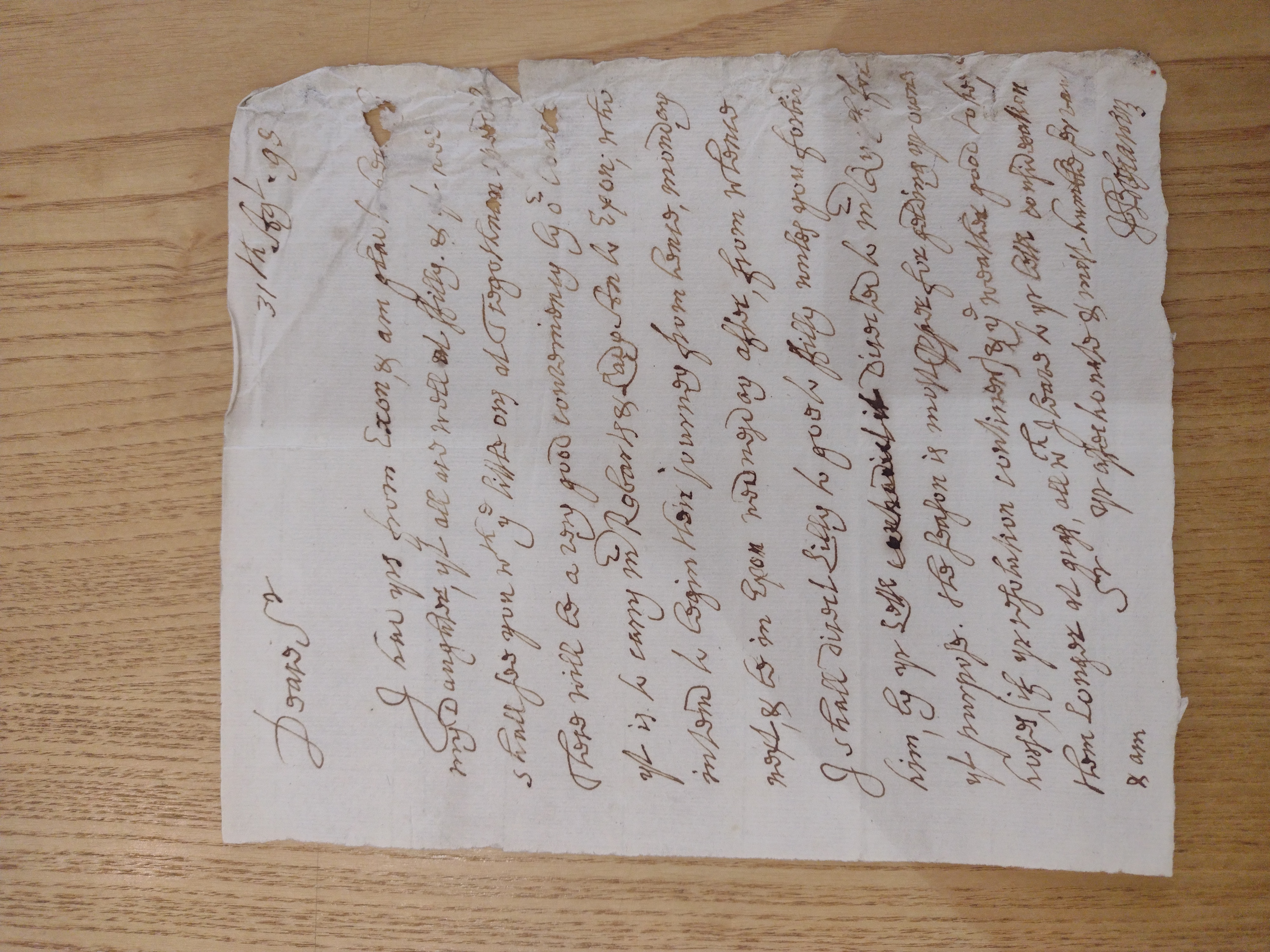 Image #1 of letter: Hugh Boscawen to Hugh Fortescue, 31 August 1698