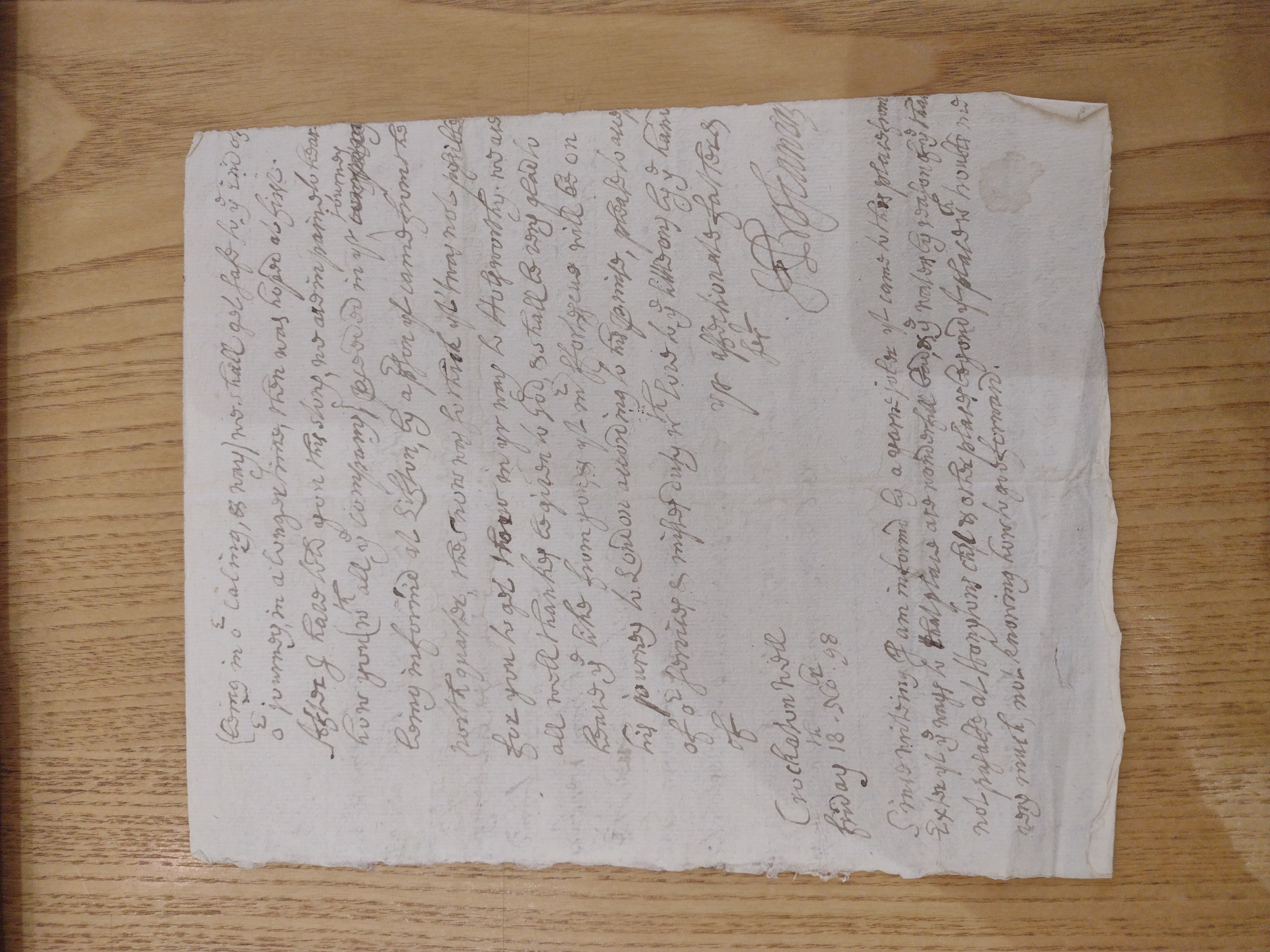 Image #2 of letter: Hugh Boscawen to Bridget Fortescue, 18 November 1698