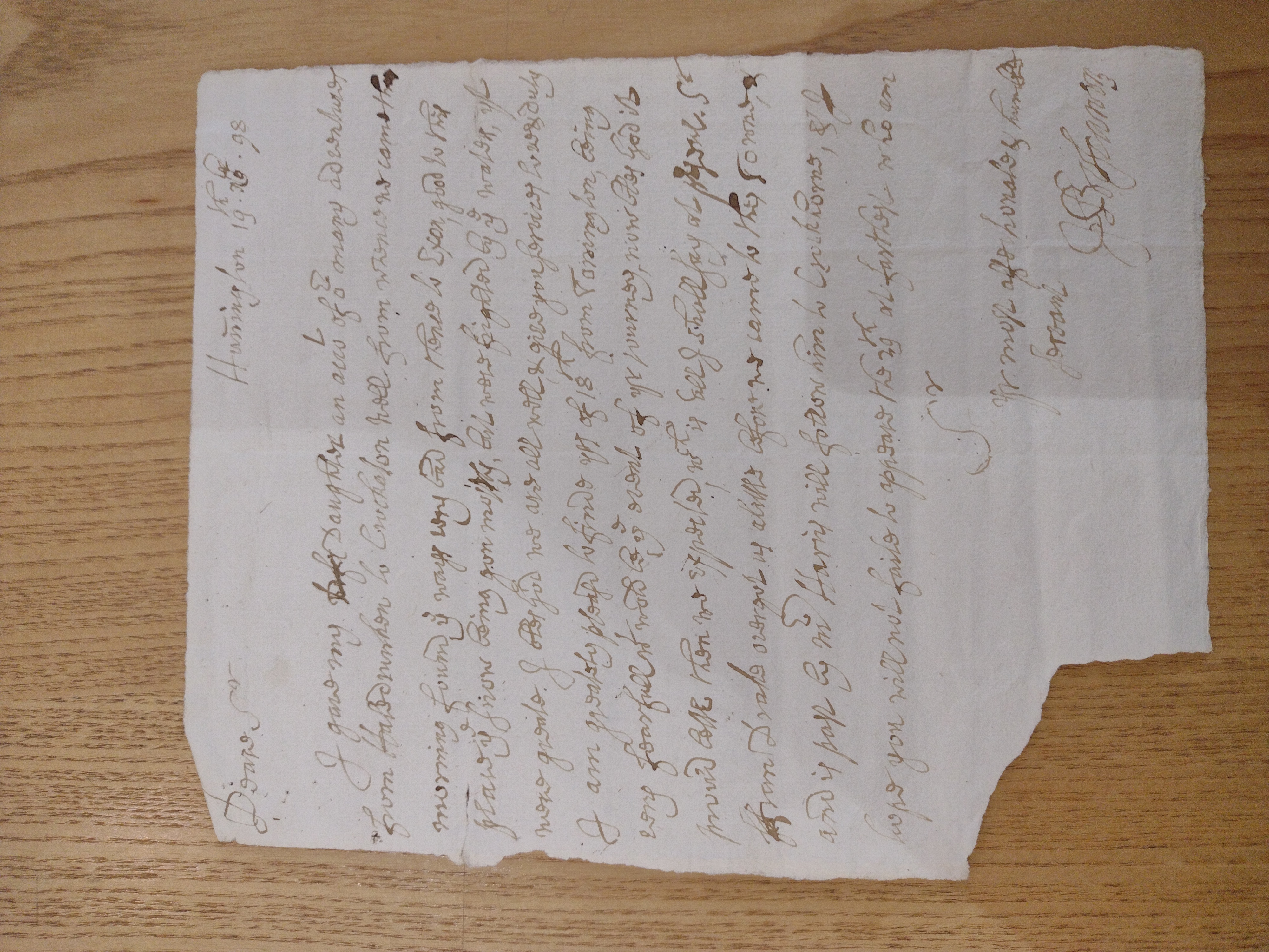 Image #1 of letter: Hugh Boscawen to Hugh Fortescue, 19 November 1698