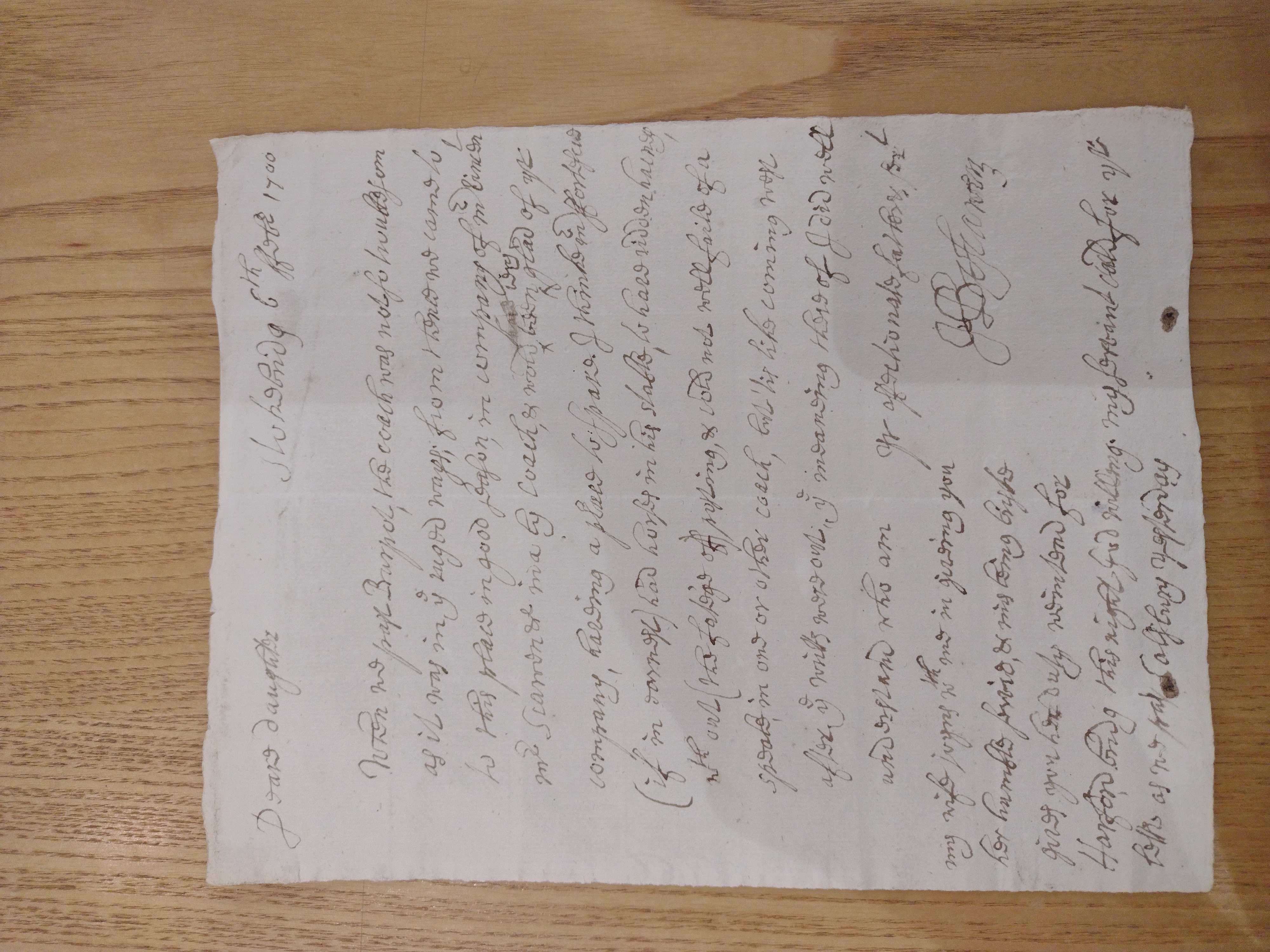 Image #1 of letter: Hugh Boscawen to Bridget Fortescue, 6 February 1700
