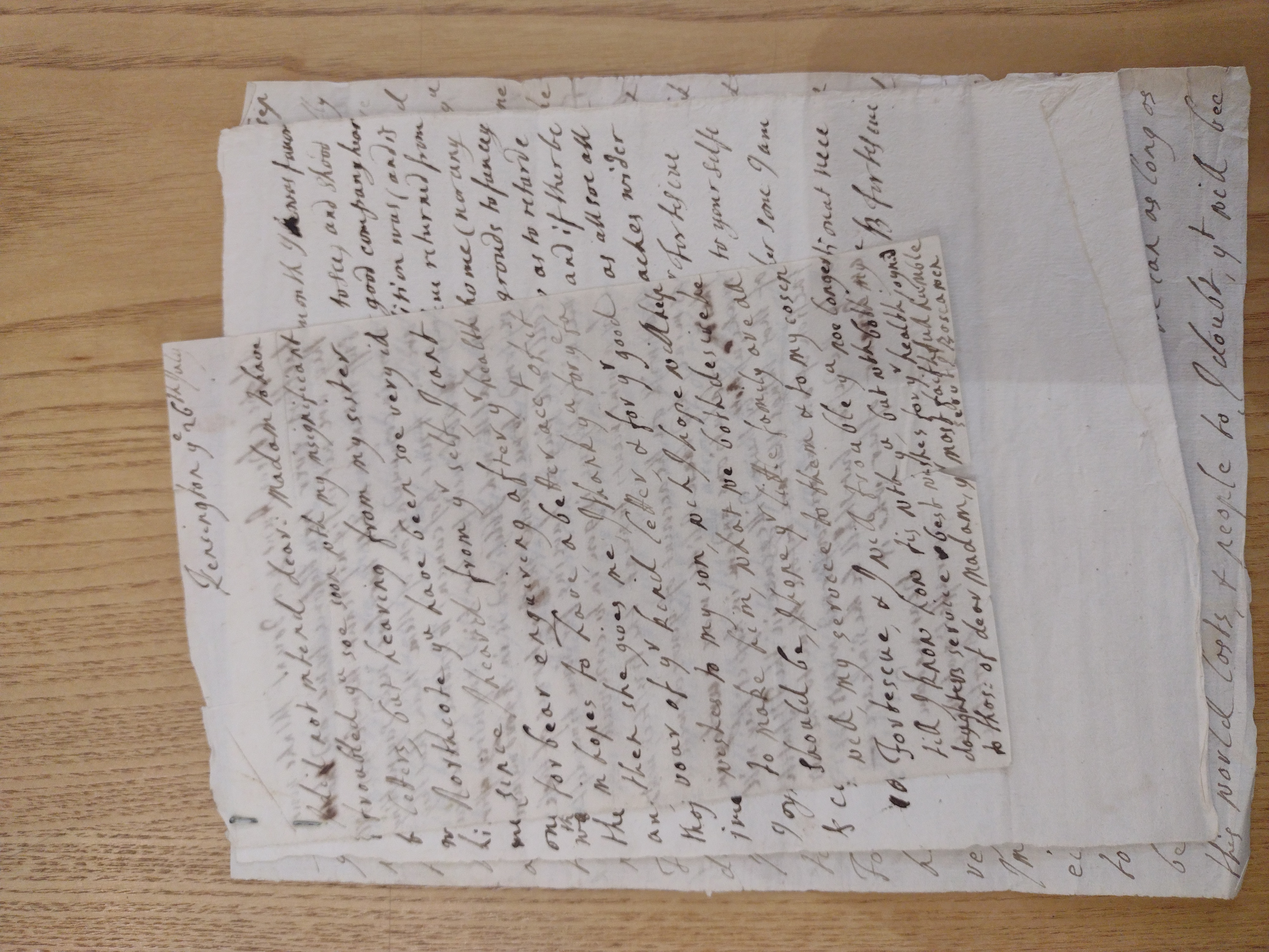 Image #1 of letter: J Boscawen to Bridget Fortescue, 26 July [?1701]