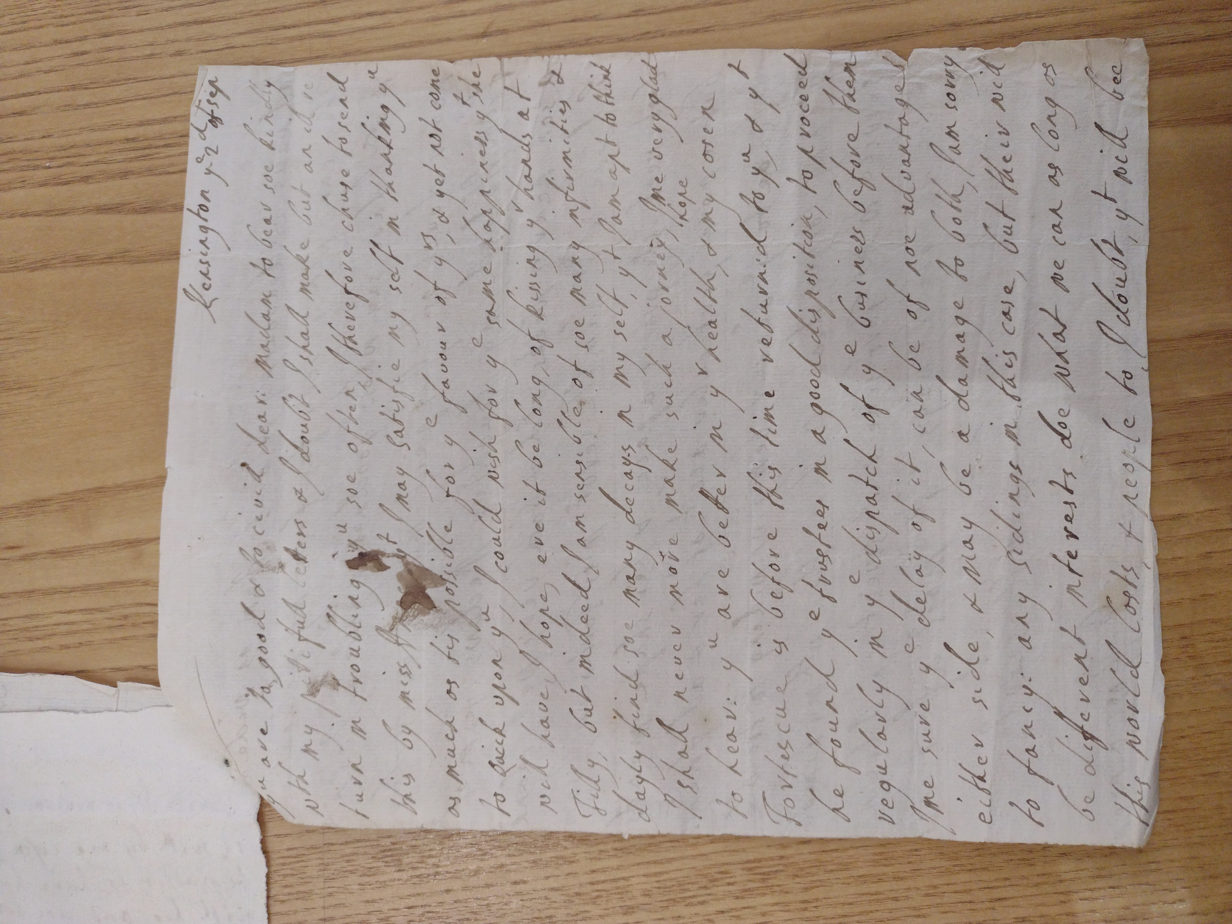 Image #1 of letter: J Boscawen to Bridget Fortescue, 2 September [?1701]