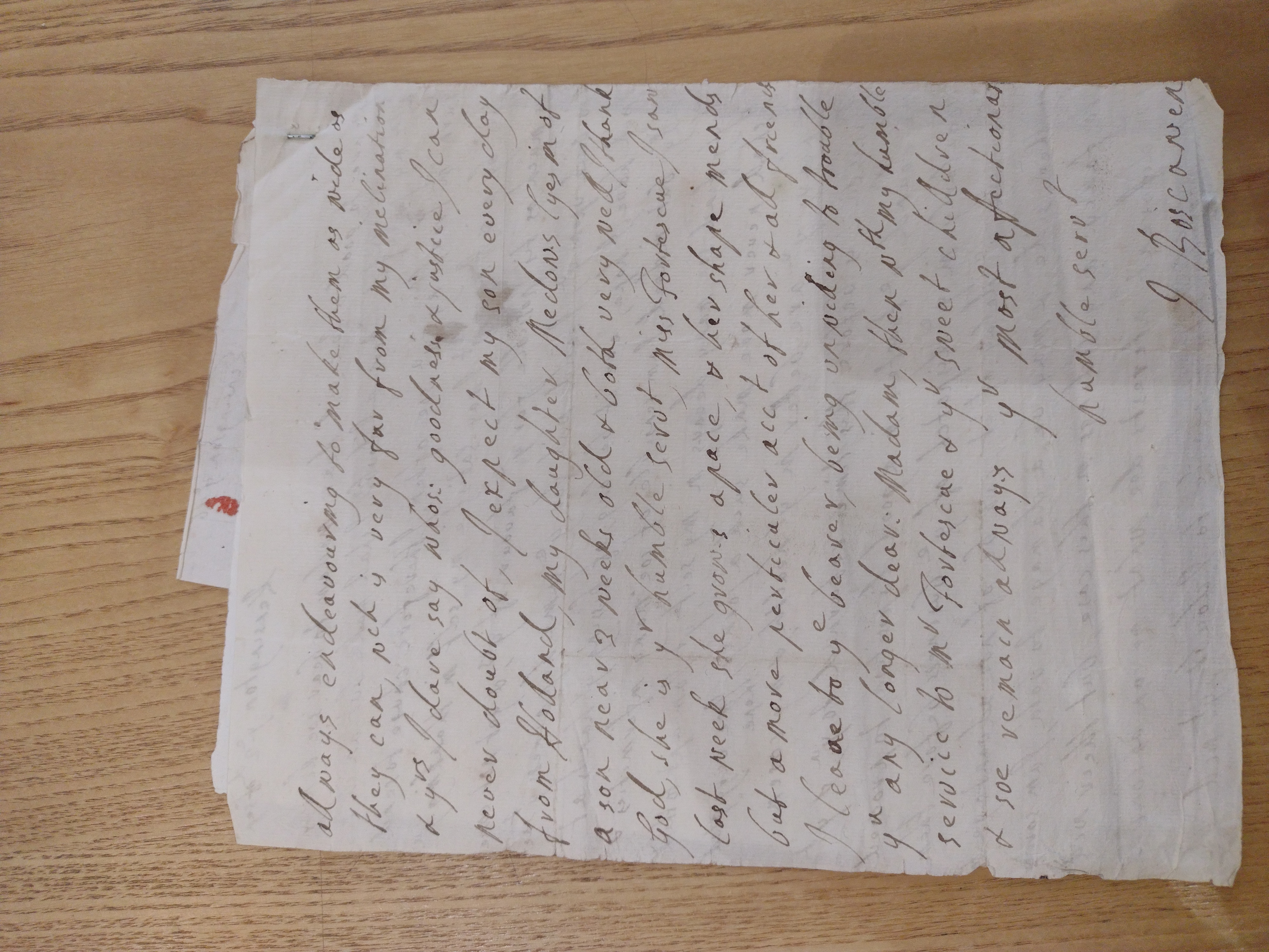 Image #2 of letter: J Boscawen to Bridget Fortescue, 2 September [?1701]