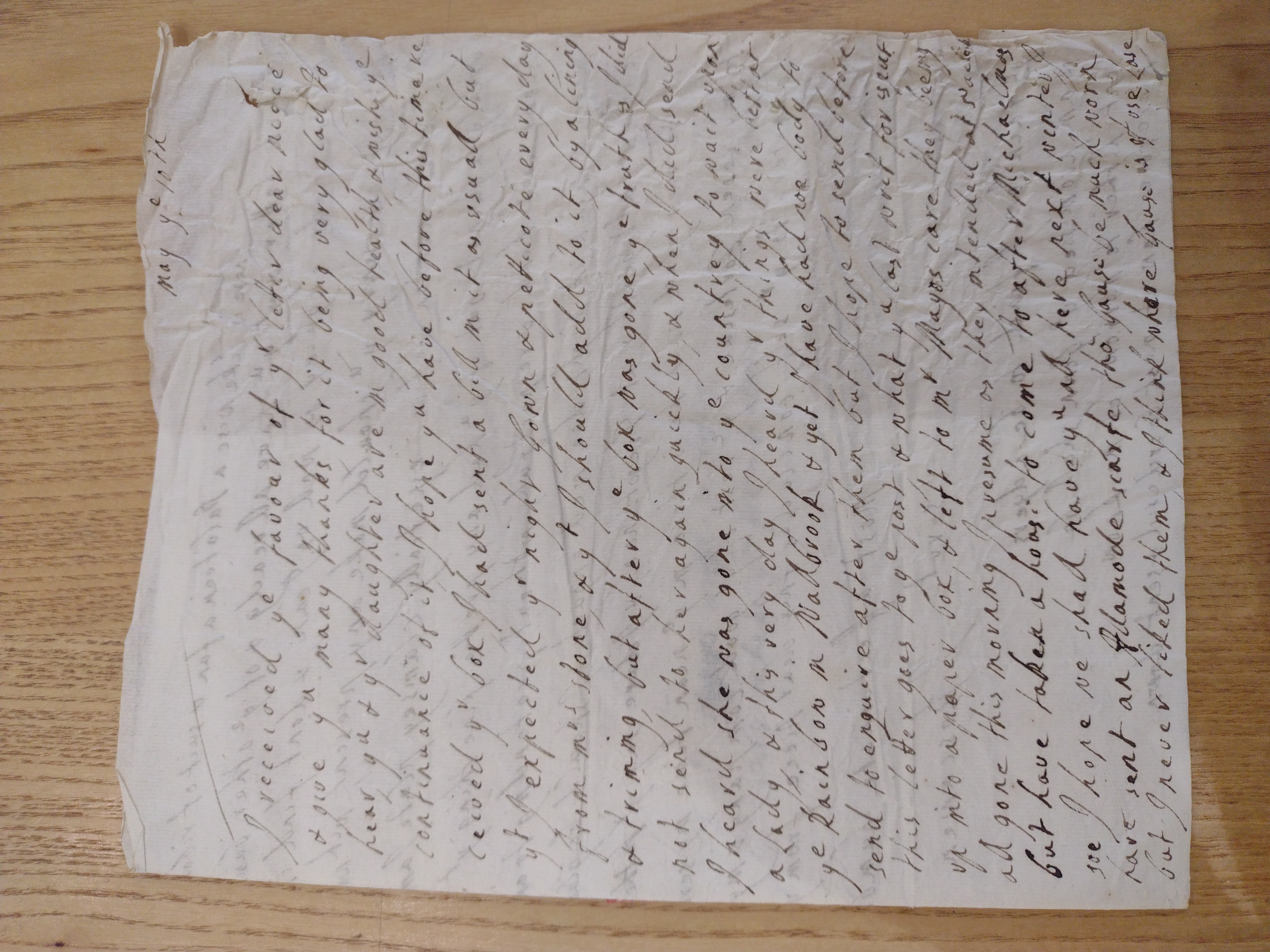 Image #1 of letter: Bridget Fortescue to J Boscawen, 10 May [?1701]