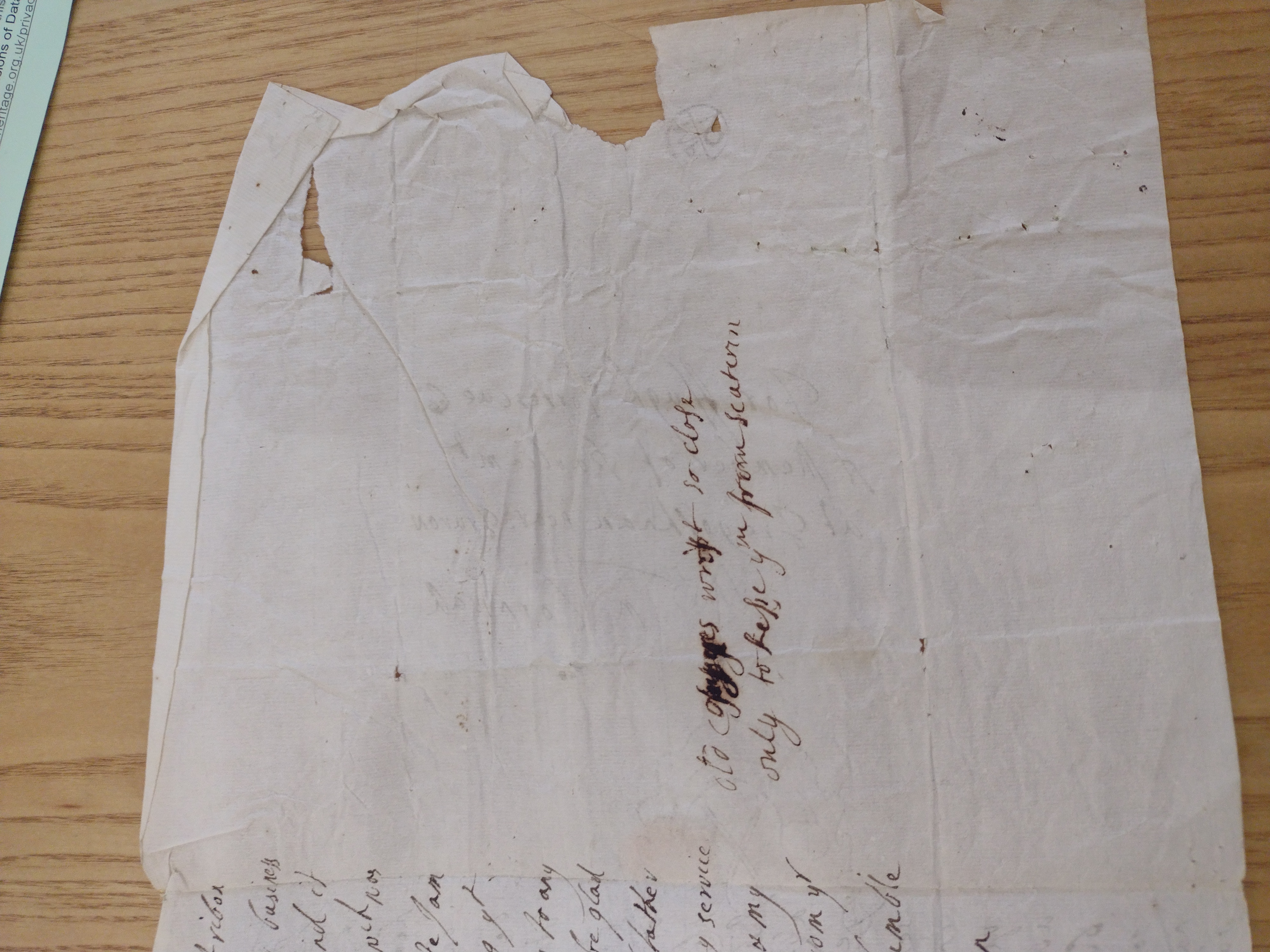 Image #3 of letter: Bridget Fortescue to J Boscawen, 10 May [?1701]