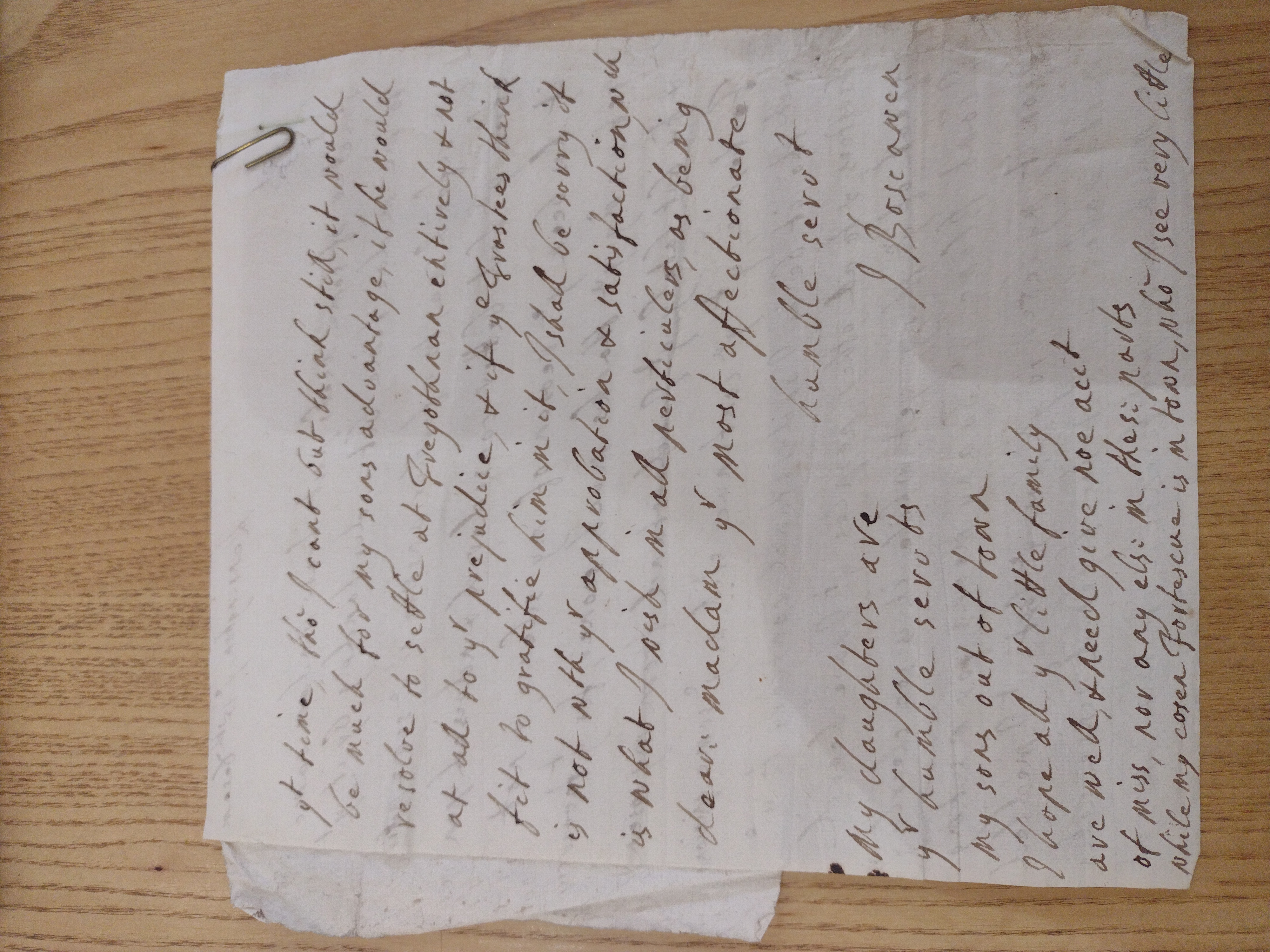 Image #2 of letter: J Boscawen to Bridget Fortescue, 15 December [?1701]