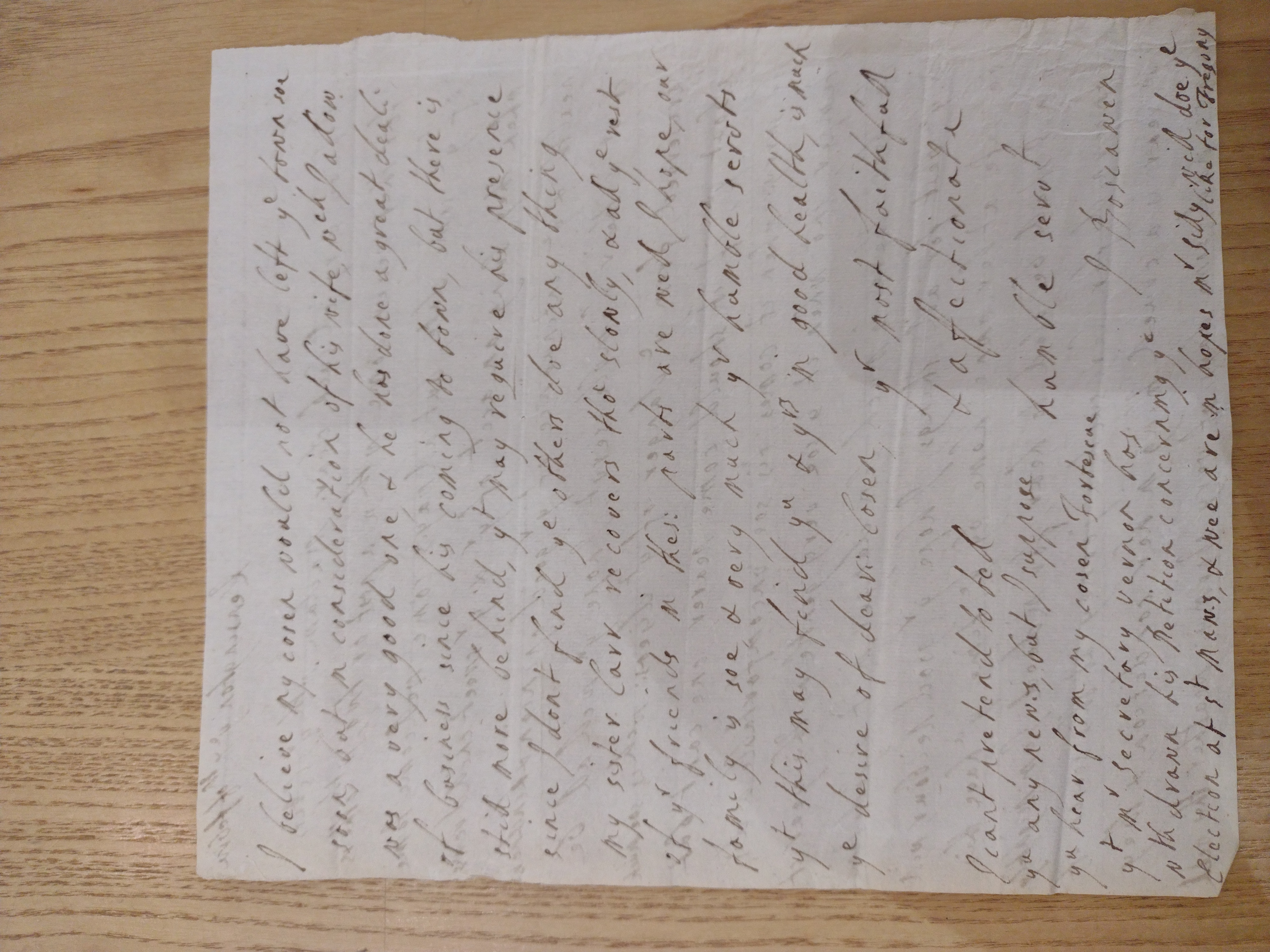 Image #1 of letter: J Boscawen to Bridget Fortescue, 7 February [?1702]