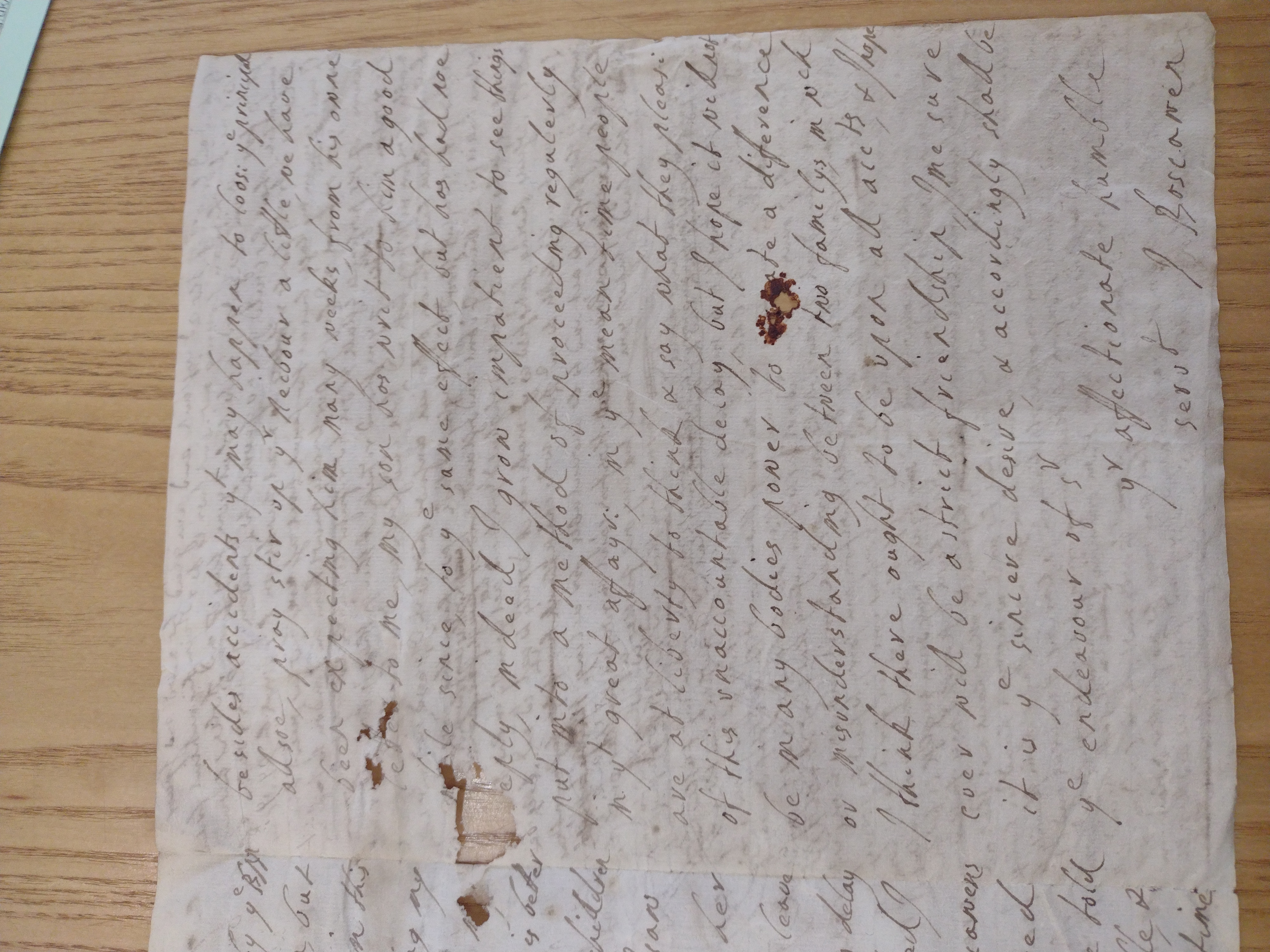 Image #3 of letter: J Boscawen to {?Hugh} Fortescue, 2 October [?1701]