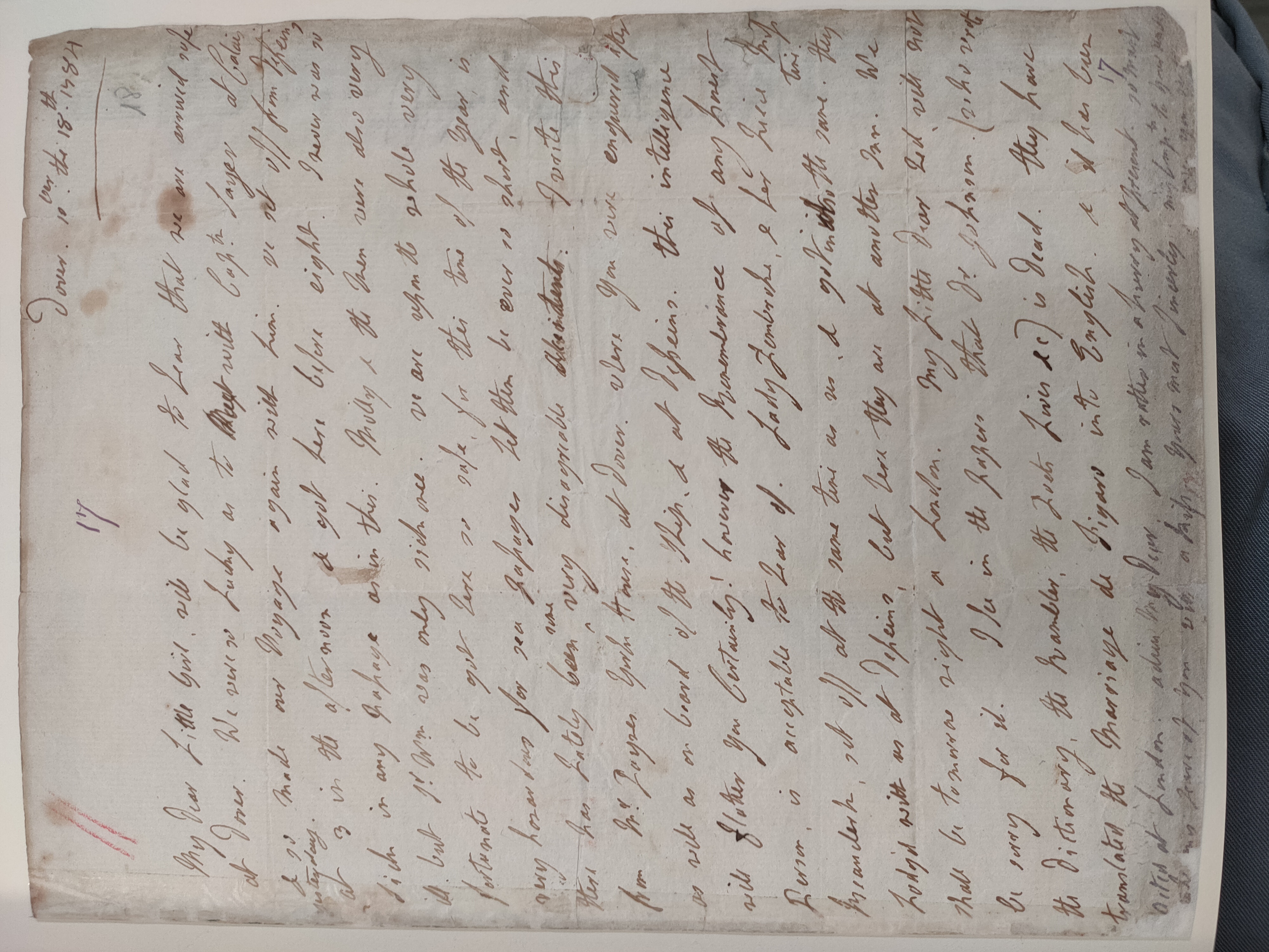 Image #1 of letter: Lady Frances Jerningham to Charlotte Jerningham, 18 December 1784