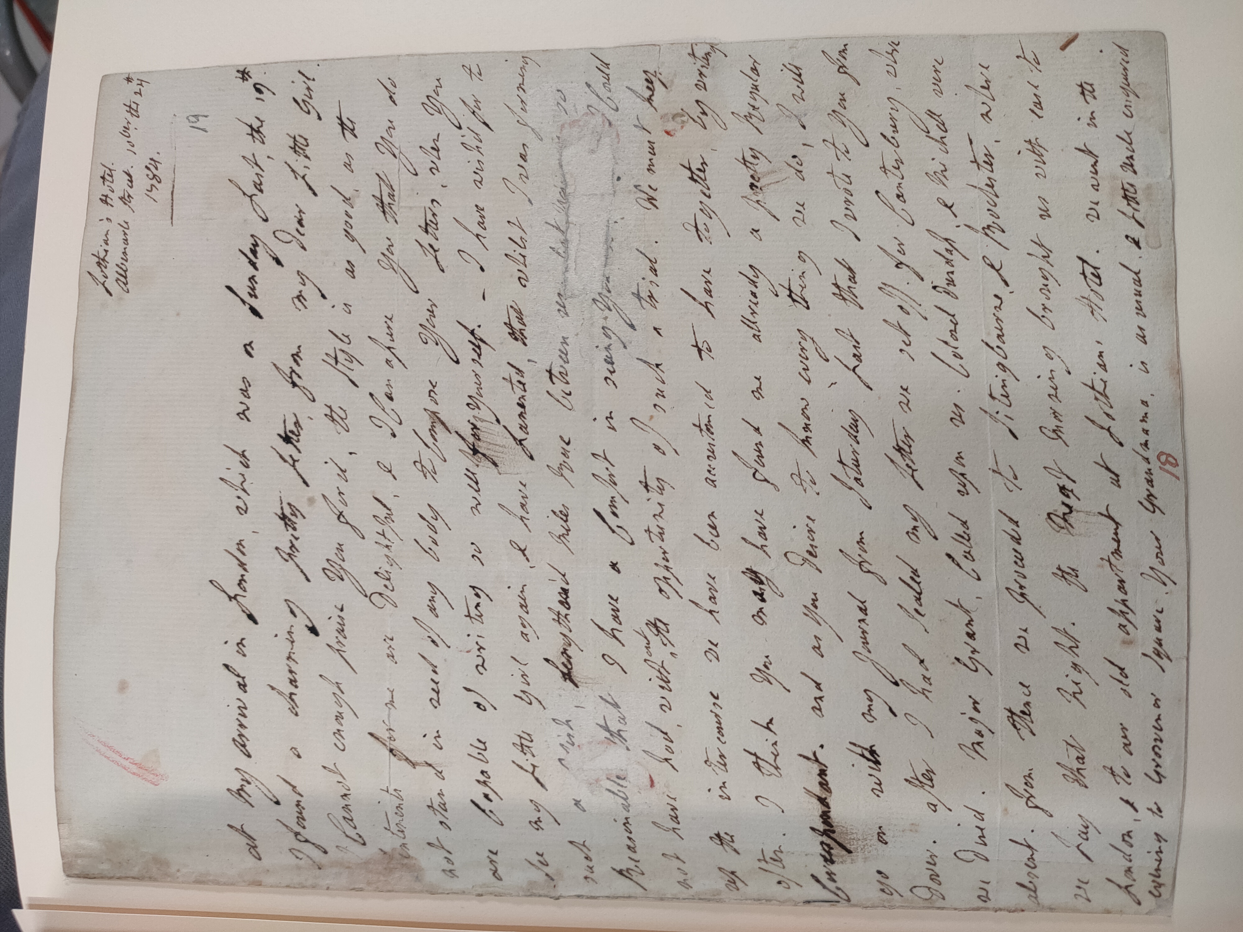 Image #1 of letter: Lady Frances Jerningham to Charlotte Jerningham, 24 December 1784