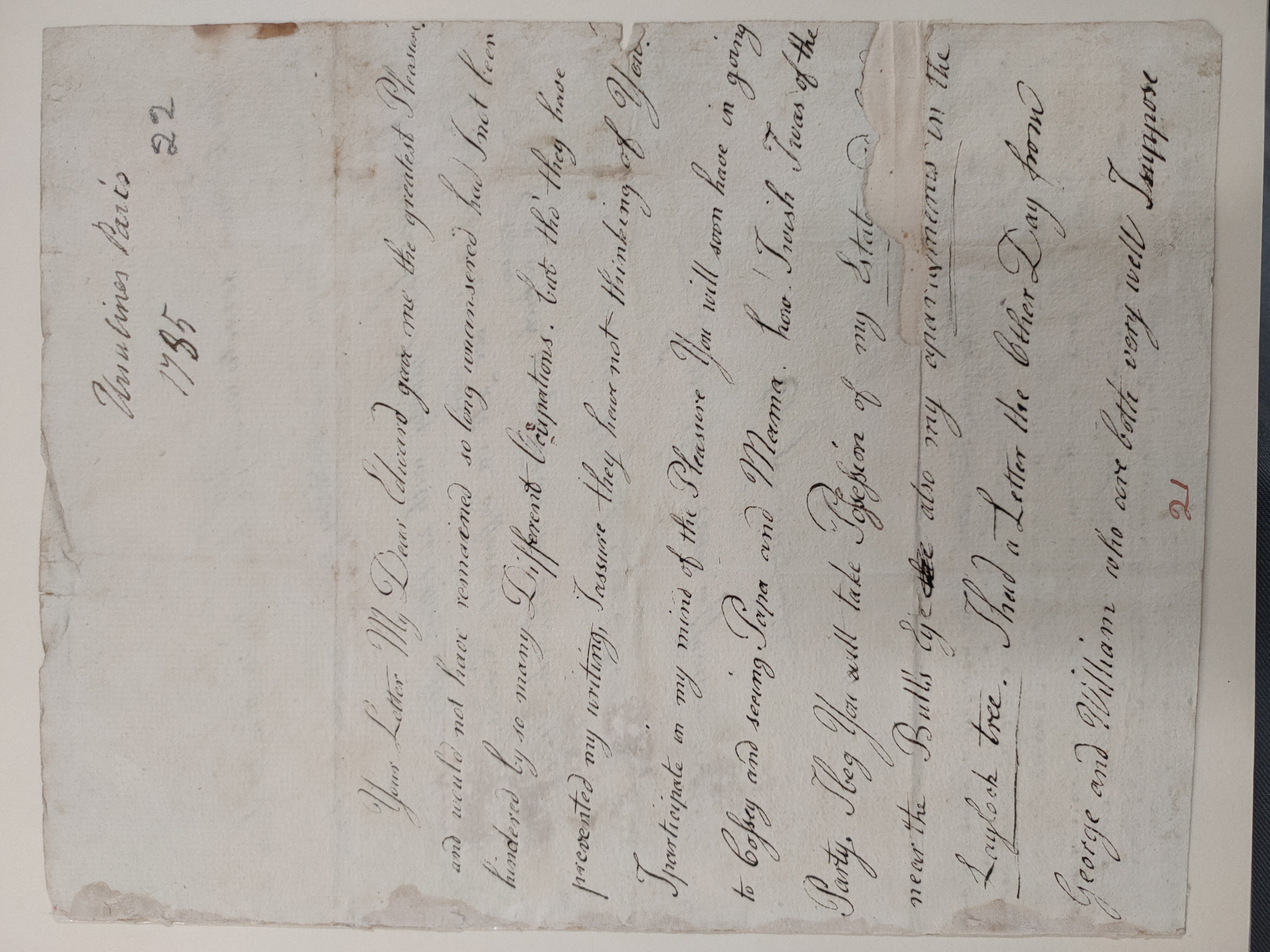 Image #1 of letter: Charlotte Jerningham to Edward Jerningham (the younger), February 1785