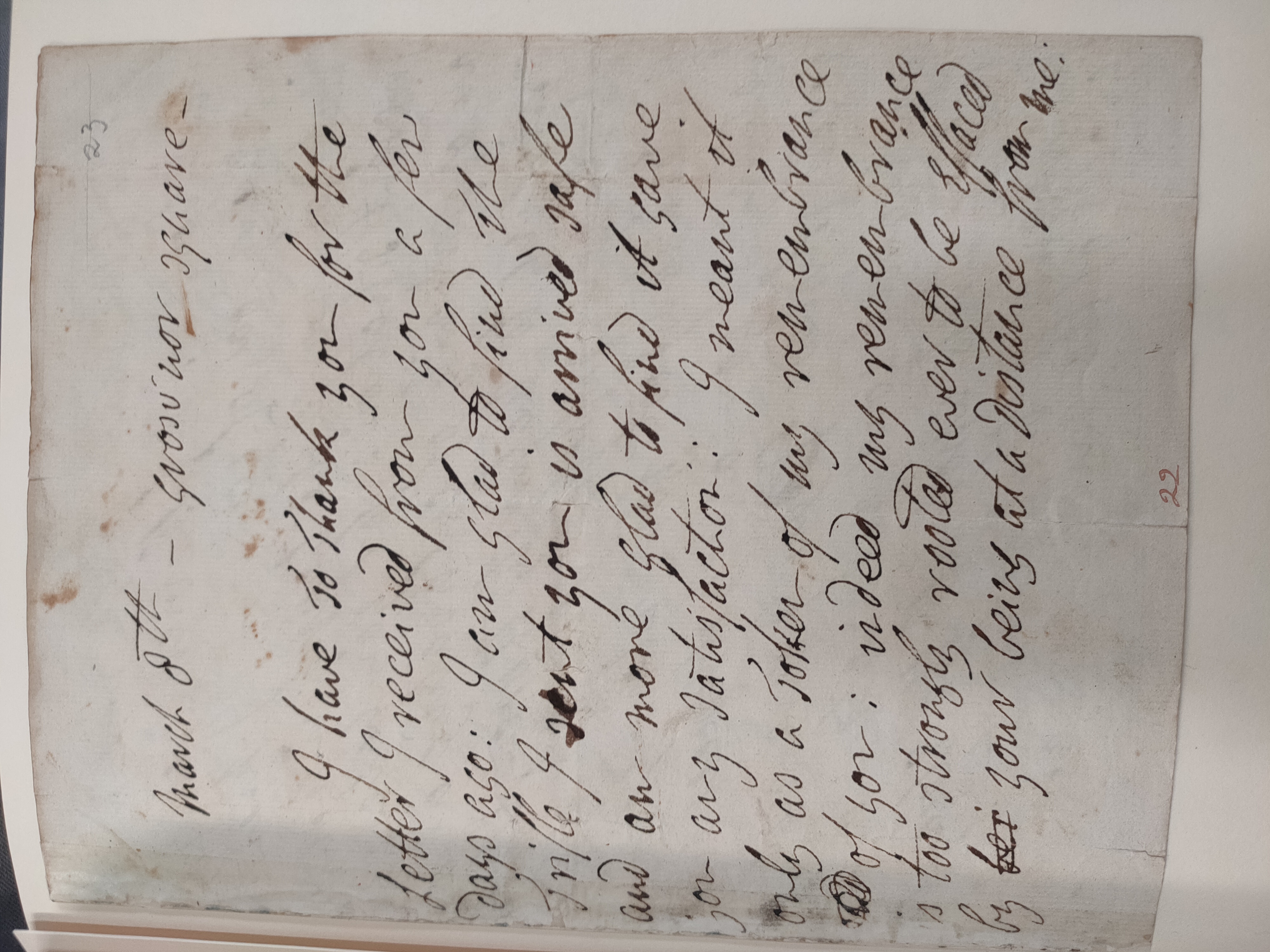 Image #1 of letter: Edward Jerningham (the poet) to Charlotte Jerningham, 8 March 1785