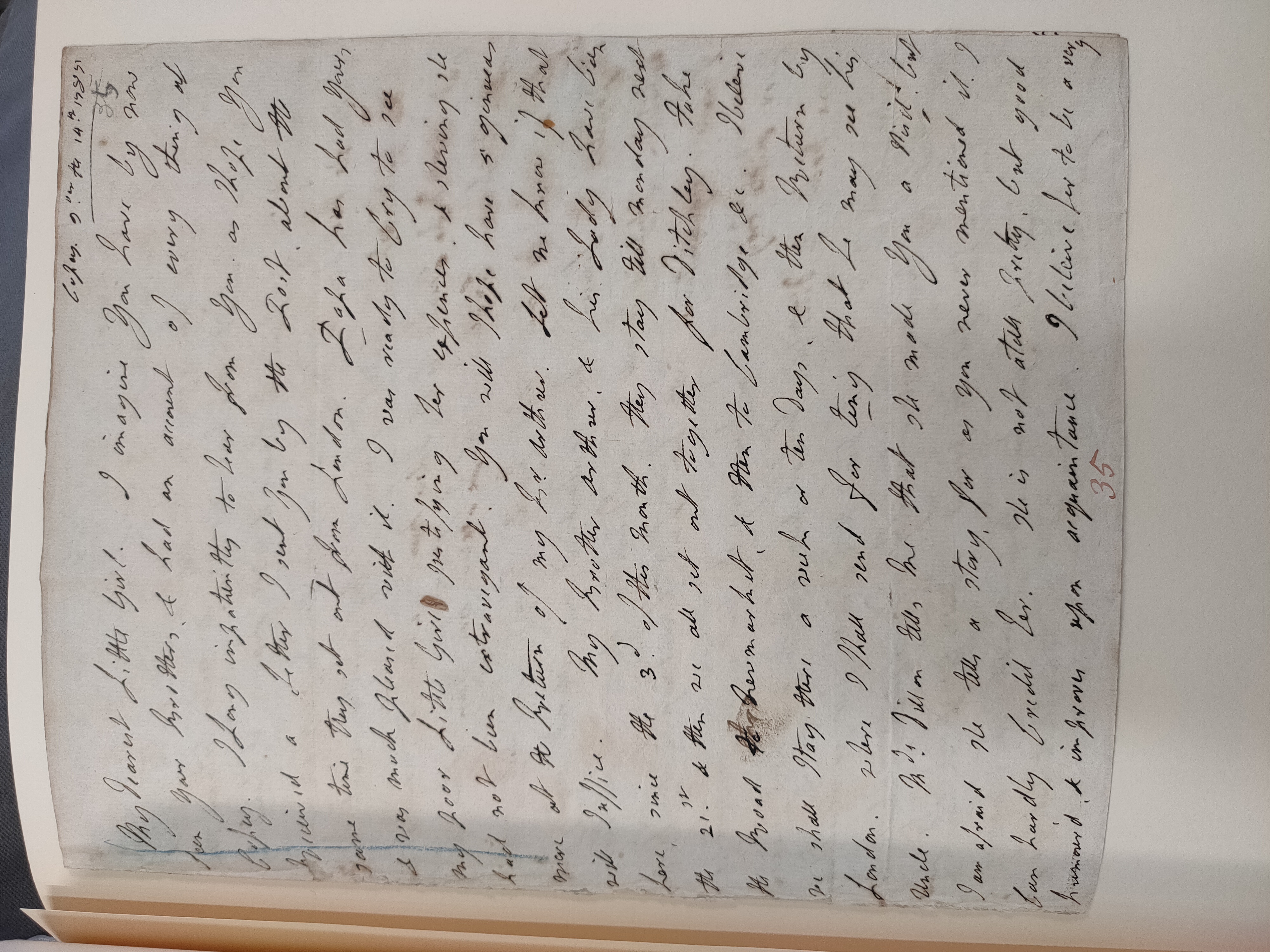 Image #1 of letter: Lady Frances Jerningham to Charlotte Jerningham, 14 November 1785