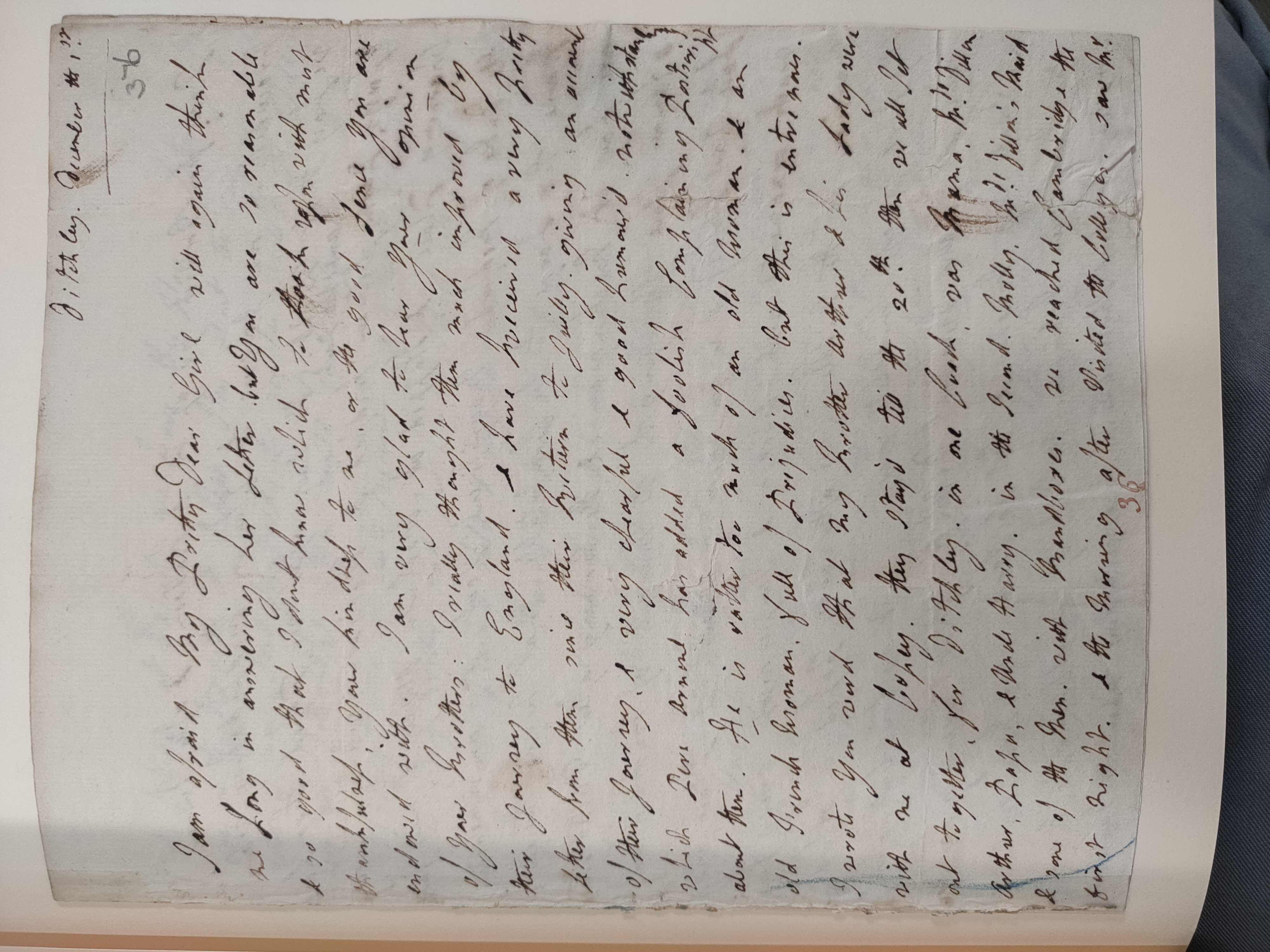 Image #1 of letter: Lady Frances Jerningham to Charlotte Jerningham, 1 December 1785