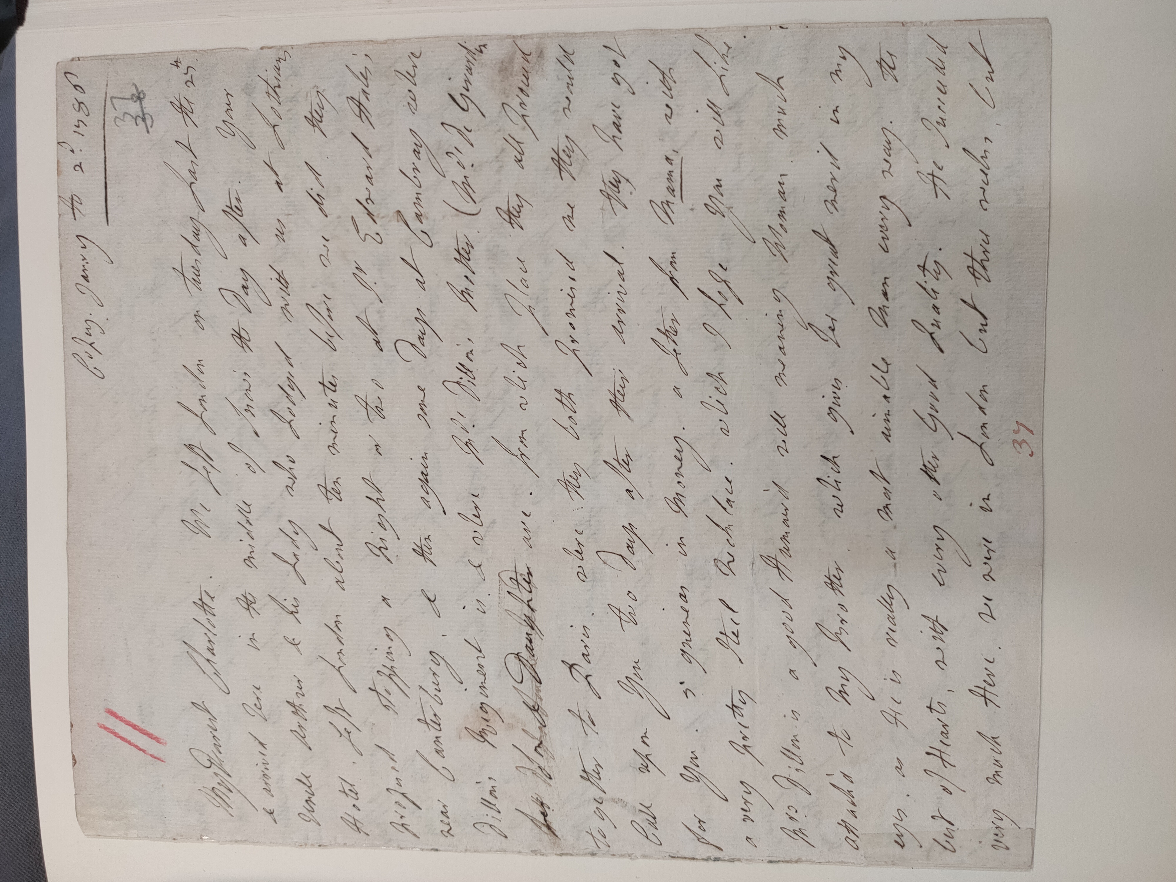 Image #1 of letter: Lady Frances Jerningham to Charlotte Jerningham, 2 January 1786
