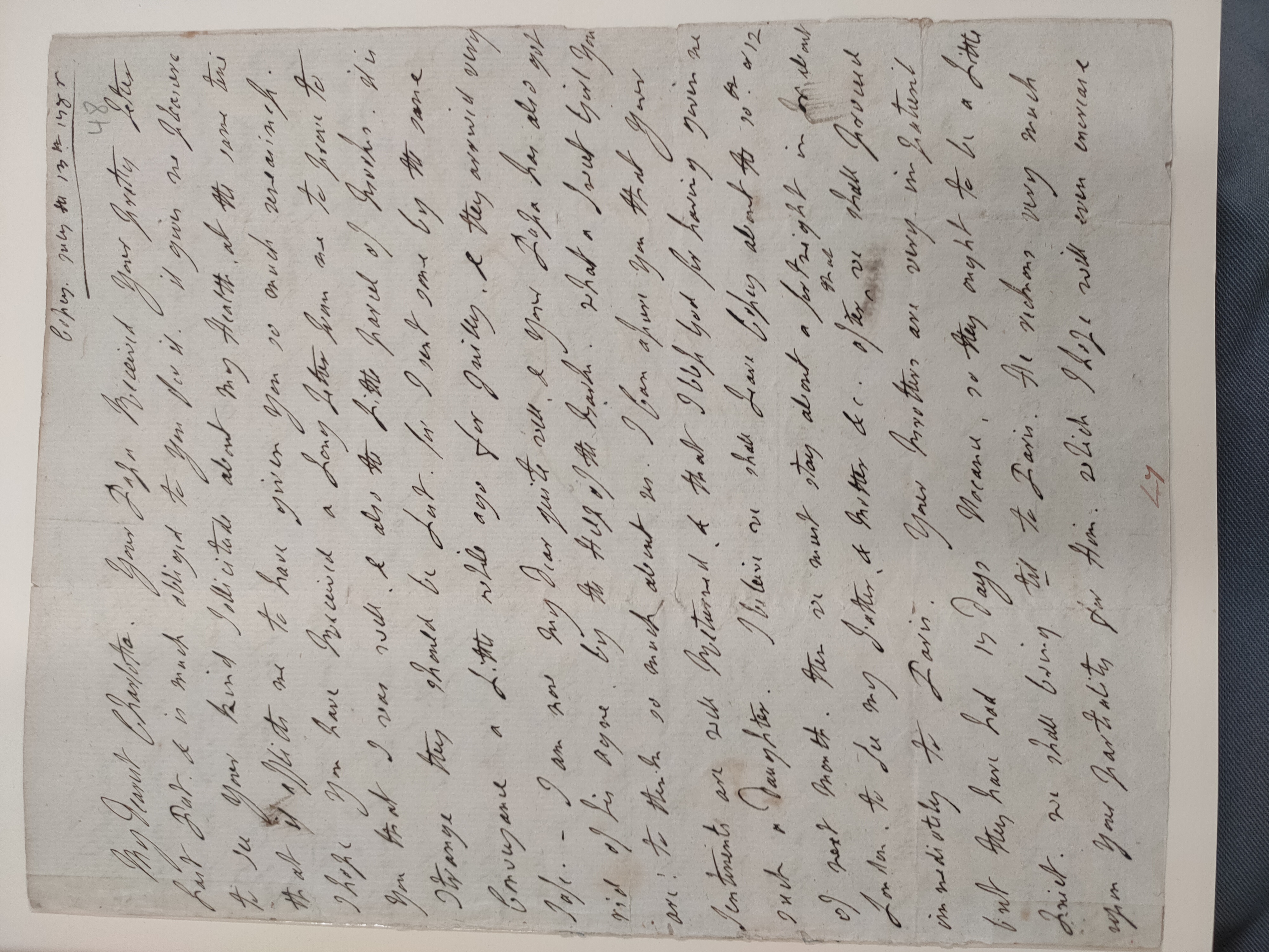 Image #1 of letter: Lady Frances Jerningham to Charlotte Jerningham, 13 July 1786