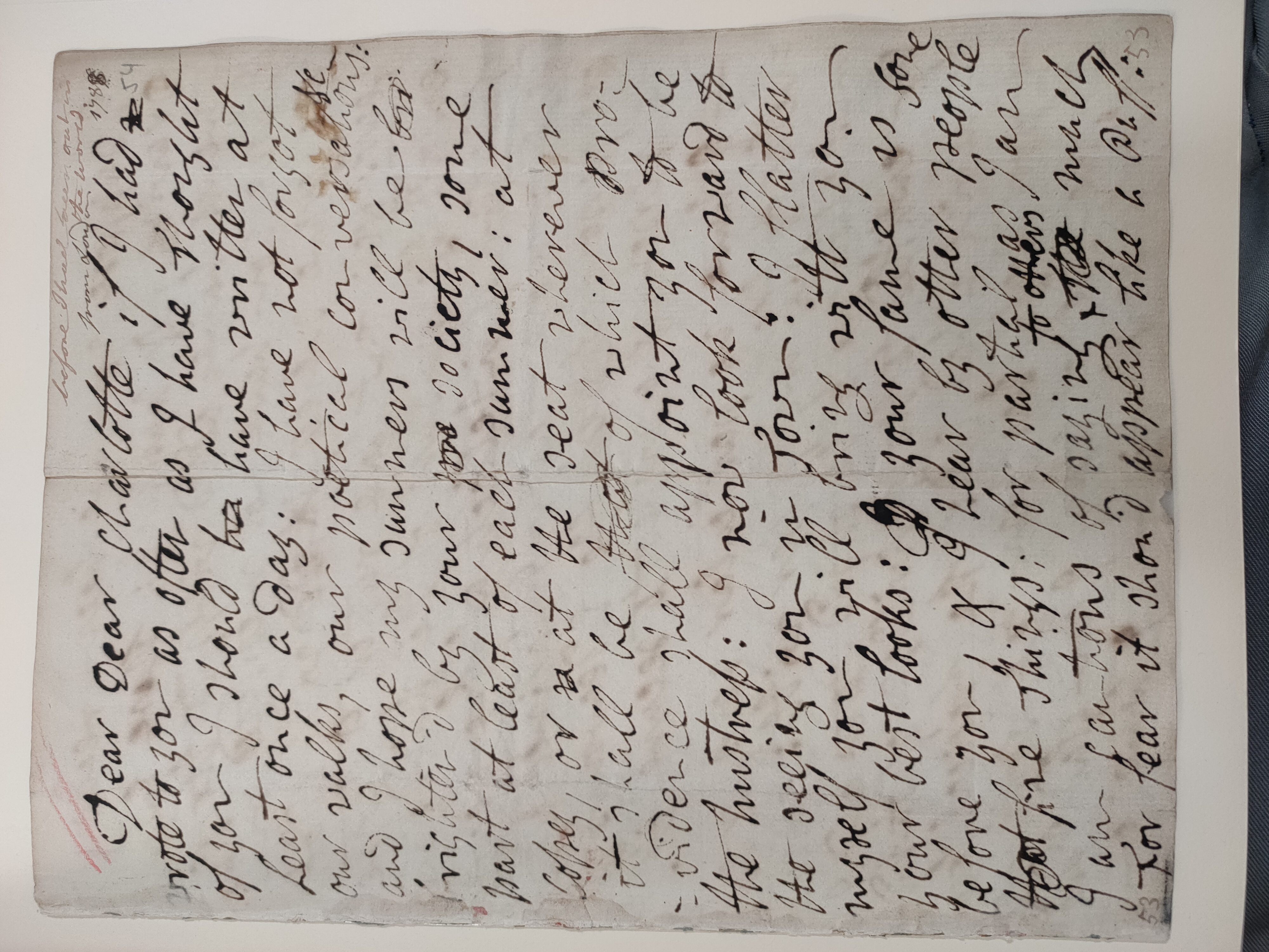 Image #1 of letter: Edward Jerningham (the poet) to Charlotte Jerningham, 1788