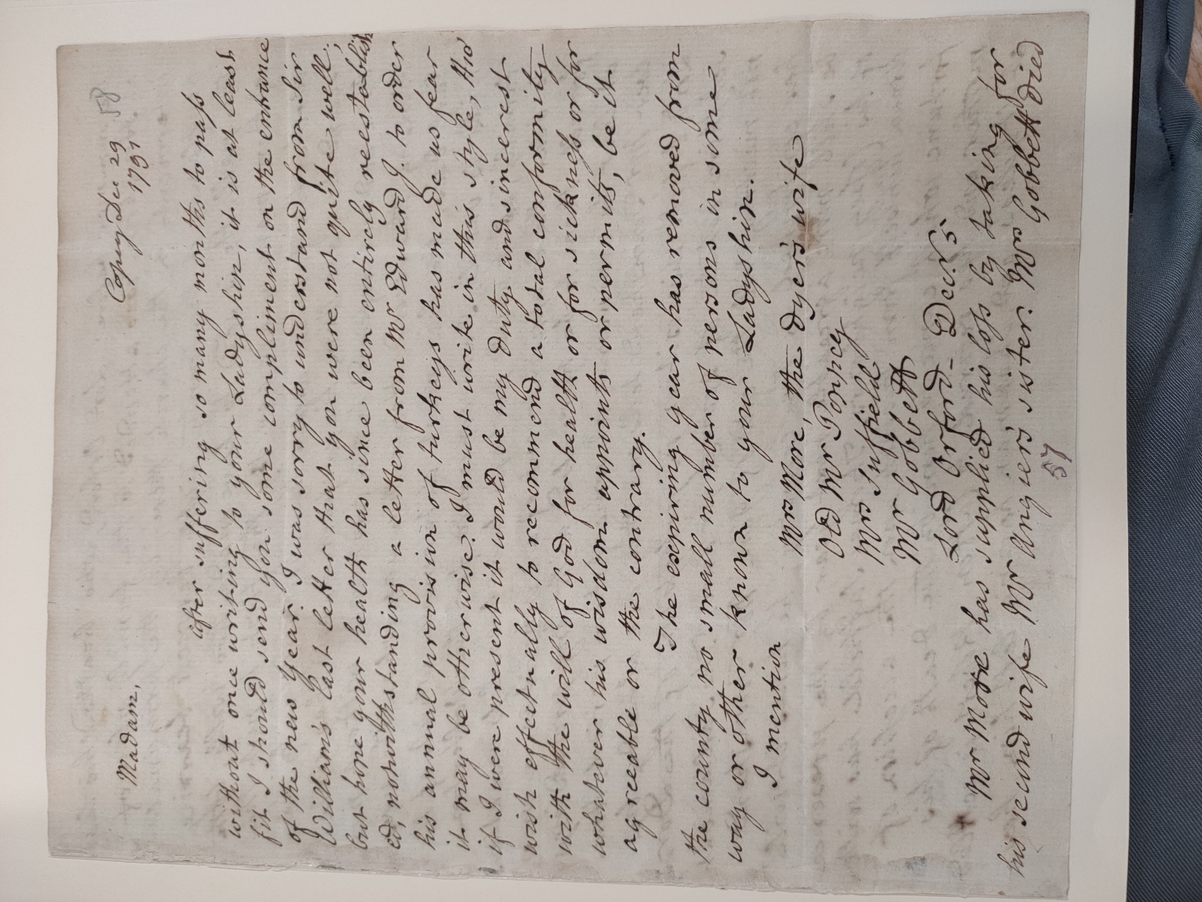 Image #1 of letter: George Chamberlayne to Lady Jerningham, 29 December 1791